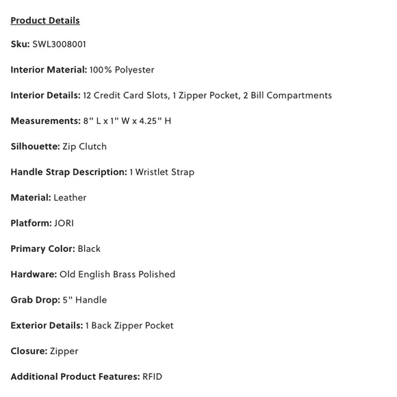 Fossil Black Jori RFID Zip Clutch Wallet - Picture 3 of 5